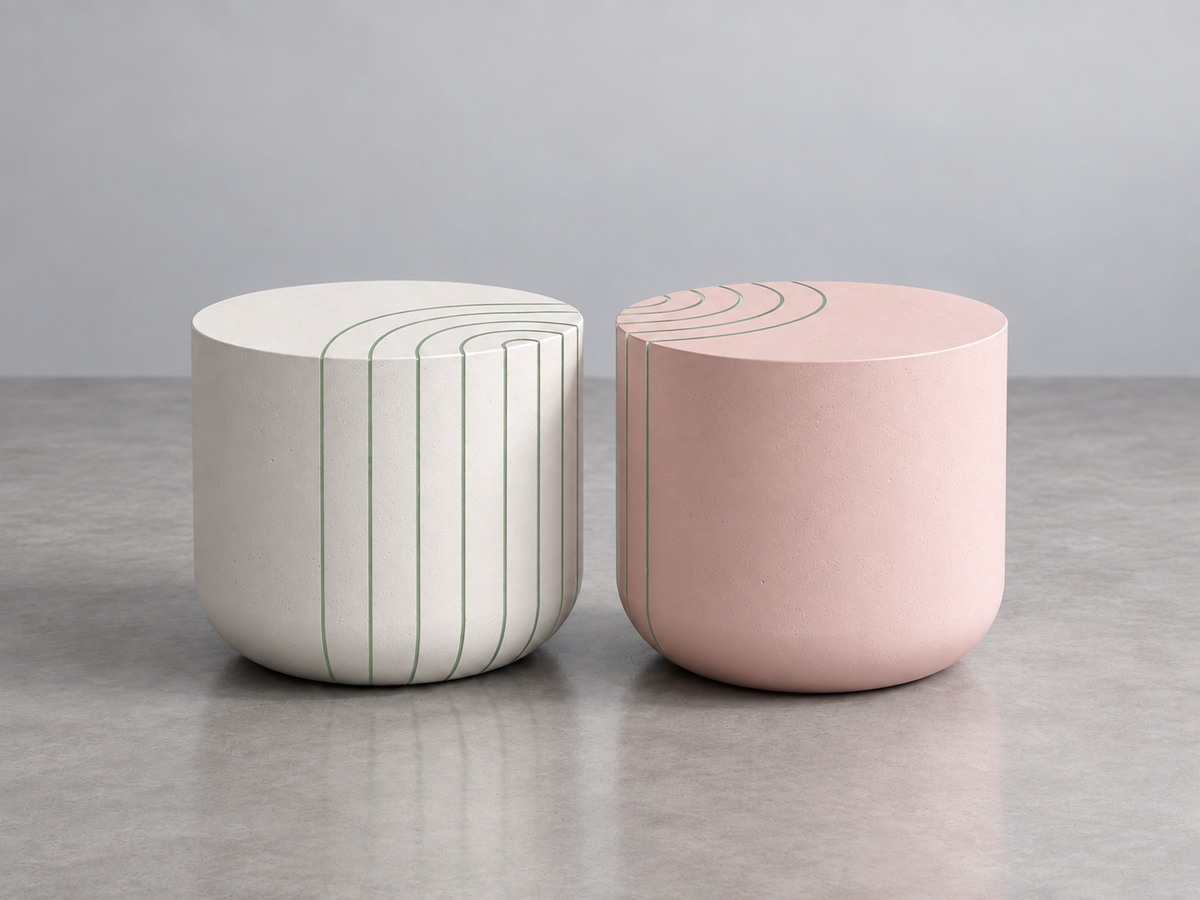 A BOLA Vector side table with its line cast tone on tone