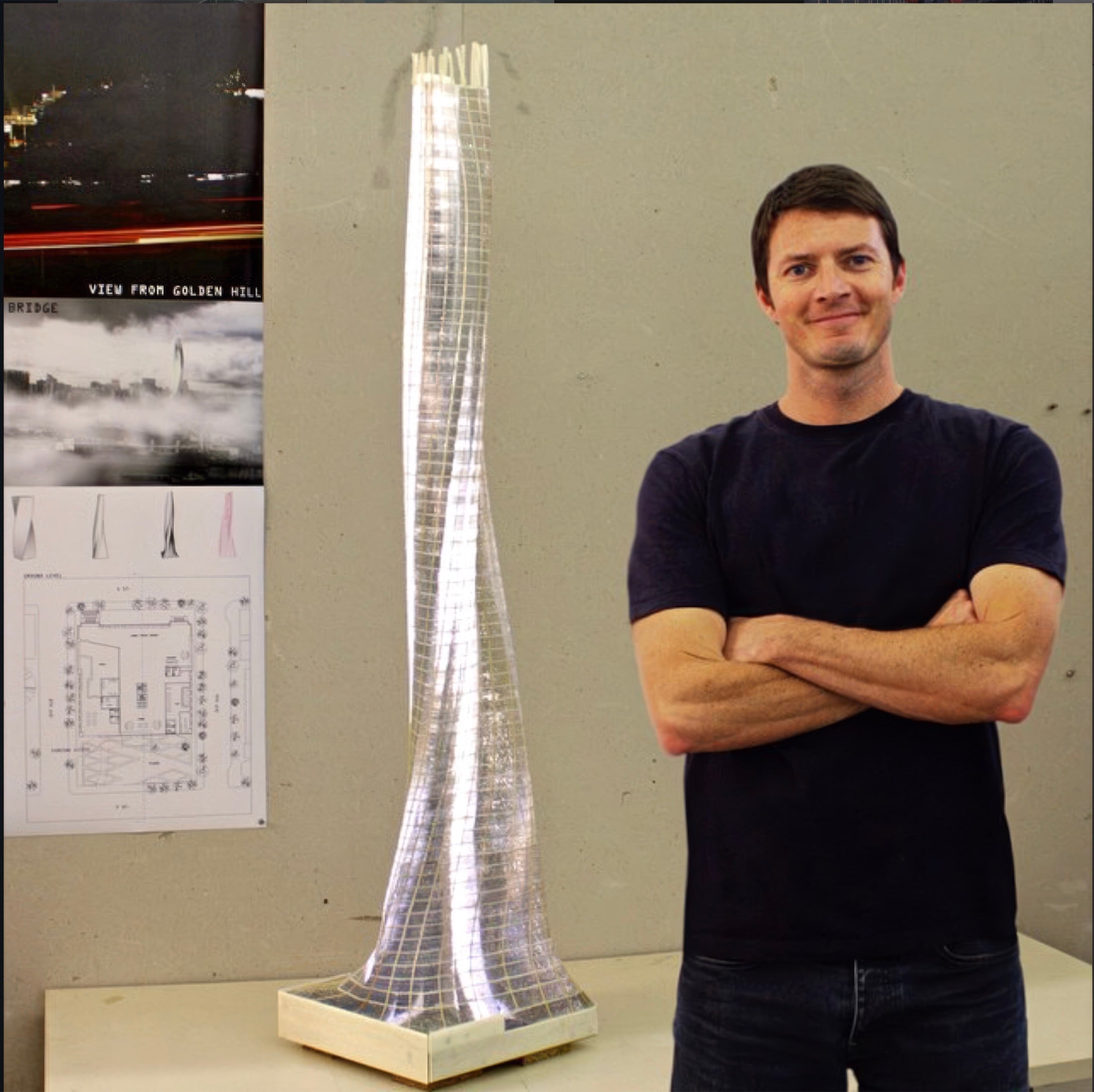 Zachary presenting LUMACAST work to a design studio